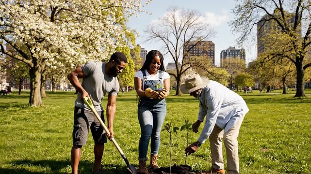 Volunteers Plant Trees and Green the Area with Their Own Hands, People Planting Trees, Afforestation Project for Environmental Protection Blogs, Green Initiatives Websites, and Eco-Friendly Campaigns