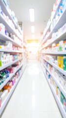 Pharmacy aisle, blurred view