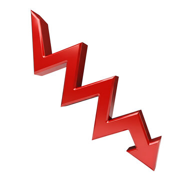 Red zigzag arrow showing downward trend