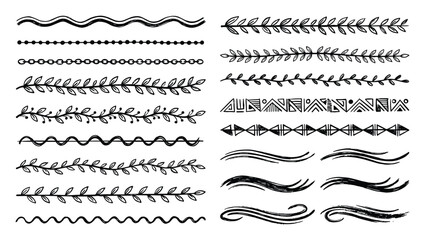 Obraz premium Hand drawn dividers, laurels, and borders in doodle style, perfect for rustic or organic design elements.