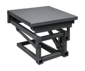 Telescopic lip dock leveler with a sturdy reinforced platform design.