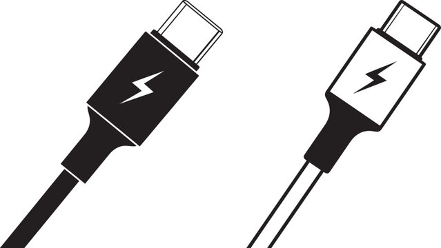 Two usb type c charging cables silhouette