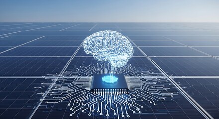 Artificial Intelligence Brain on Microchip - Conceptual AI Technology Illustration.