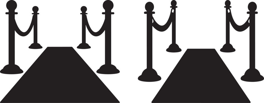Two red carpet entrances with stanchions silhouette