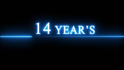 Neon 14 years celebration illustration. Happy anniversary neon text.