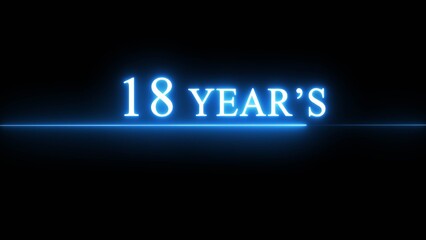 Neon 18 years celebration illustration. Happy anniversary neon text.