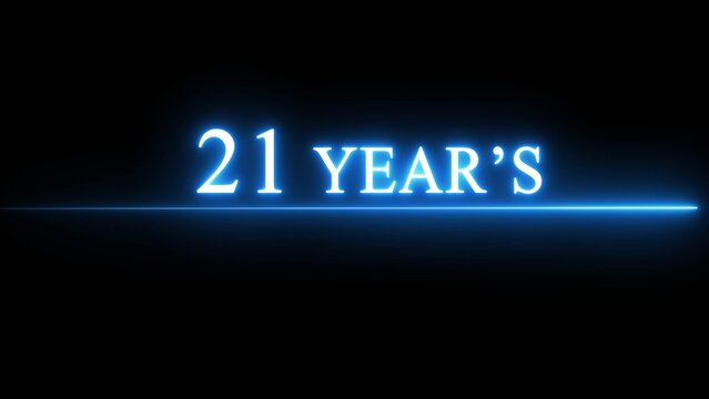 Neon 21 years celebration illustration. Happy anniversary neon text.