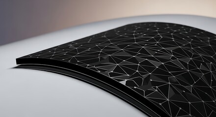 Close-up of a solar panel on a car roof with geometric design.