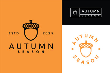lineart outline Acorn Cap Nut Autumn Season logo Design Vector Illustration sign symbol