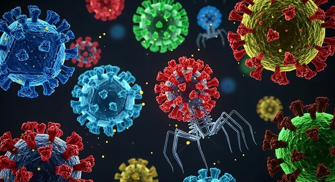 Colorful Virus Renderings - A Microscopic World of Pathogens.