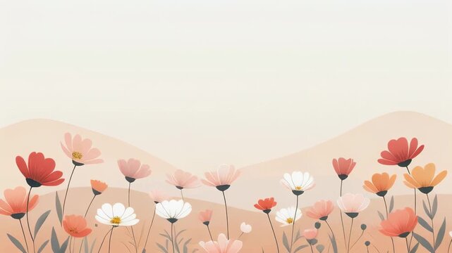 Vibrant flowers in a serene landscape.