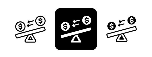 Liquidity  Solid color and black line drawing vector illustration set