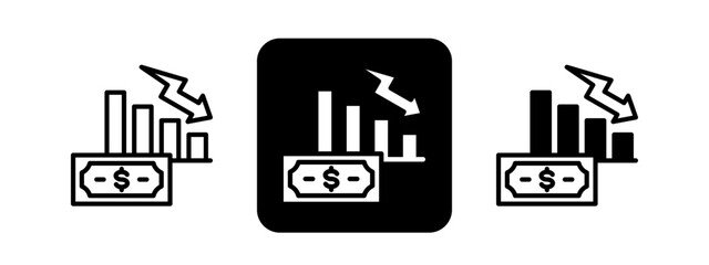 Inflation  Solid color and black line drawing vector illustration set