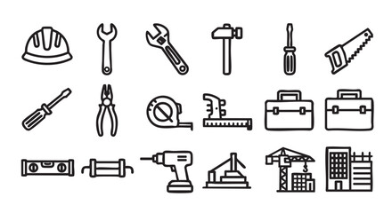 Fototapeta premium Construction Tools Vector Illustration of Essential Equipment for Building Projects
