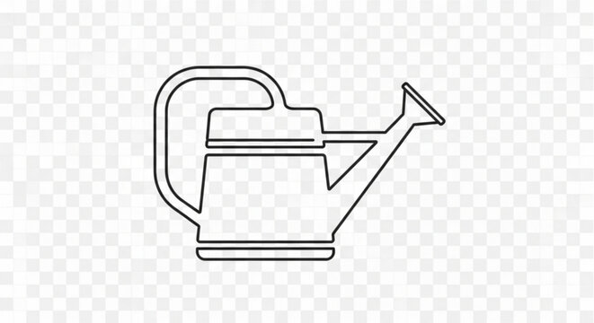 Outline vector icon of a watering can, a fundamental tool for gardening, plant watering, and growth. ideal for horticultural and home care designs.