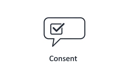 Get consent with this chat bubble and checkmark icon, perfect for online forms and agreements ensuring user compliance