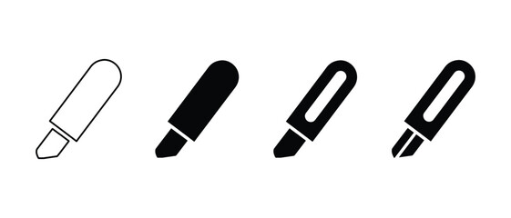 Highlighter silhouette set, Minimal marker vector illustration