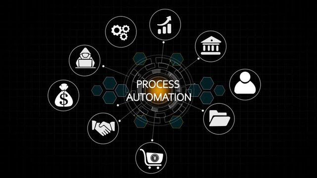 Process automation to increase productivity. Industrial management in efficiency and efficient process with robotic process automation (RPA)