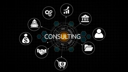 IT CONSULTING icons symbolizes strategic planning, innovative solutions, digital transformation, expert advice, and seamless technology integration for business growth