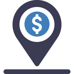 Location Pin Icon With Dollar Symbol Inside Representing Financial Location Or Investment Opportunities Isolated On Transparent Background In Clean Flat Design Style