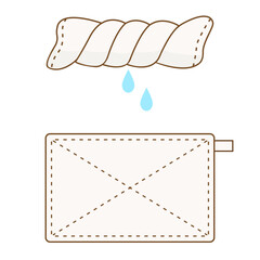 絞った雑巾と広げた雑巾のイラストセット