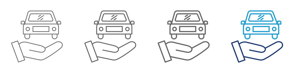 Commuter Service in line style and blue colour icon set vector illustration