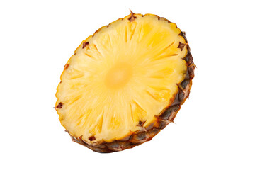 Falling Pineapple Slice Isolated on Transparent Background