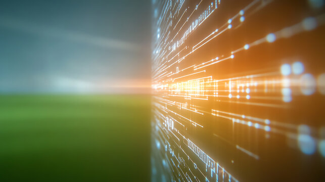 Dynamic abstract technology background with glowing lines, representing data flow and innovation in the digital age.