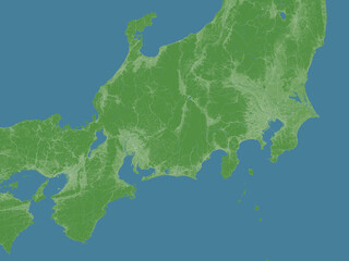 日本の三大都市を中心とした、衛星写真風イラスト