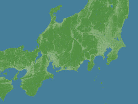 日本の三大都市を中心とした、衛星写真風イラスト