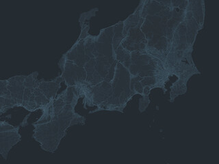 日本の三大都市を中心とした、デジタルネットワーク風イラスト © goleiro35