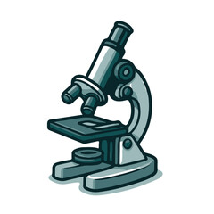 A detailed illustration of a laboratory microscope used for examining microscopic samples.

