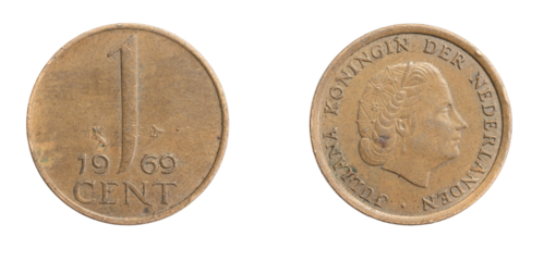 Netherlands one cent coin on a white isolated background