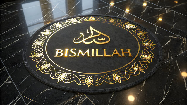 Islamic bismillah calligraphy elegant emblem design