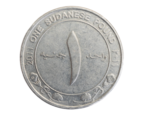 Sudan one pound coin on a white isolated background