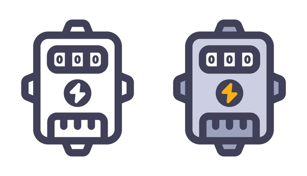 Black icon of an electricity meter in an apartment. Flat illustration.