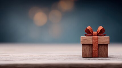 Elegant wooden gift box with festive ribbon, perfect for special occasions, celebrations, birthdays, holidays, and luxurious gift packaging solutions