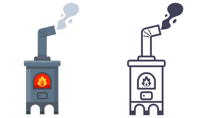 Potbelly stove for heating an apartment black icon. Flat illustration.