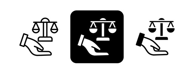 Legal Service  Solid color and black line drawing vector illustration set