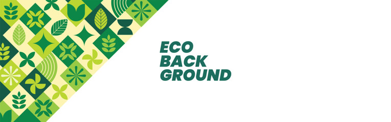 minimal eco leaf background with geometric green pattern and clean white space for modern organic branding design illustration