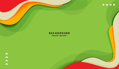 Abstract green background with colorful wavy shapes is versatile for web design, social media posts, presentation slides, and digital artwork. Suitable for digital creativity.