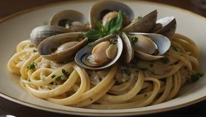 linguine alle vongole on a plate