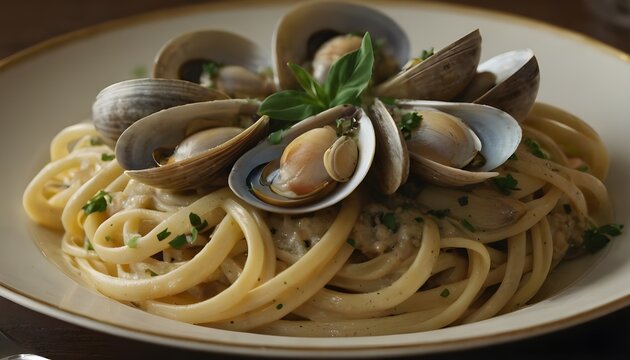 linguine alle vongole on a plate