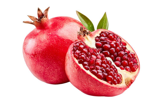 fresh pomegranate fruit, whole and cut on transparent background - Powered by Adobe