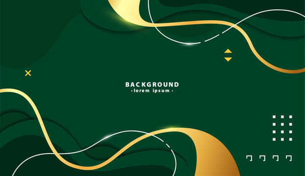 Abstract dark green background with gold and white accents. Suitable for luxury branding and elegant design projects. 