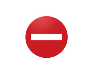 Red and white no entry traffic sign isolated on transparent background