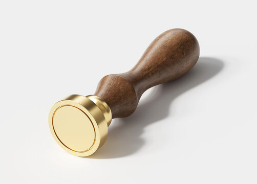 Isolated Vintage Gold Wax Seal Stamp on White Background