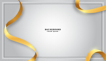 Gray background adorned with a border and elegant gold ribbons. Ideal for luxury invitations, elegant event posters, or sophisticated business graphics.