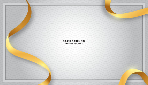 Gray background adorned with a border and elegant gold ribbons. Ideal for luxury invitations, elegant event posters, or sophisticated business graphics.