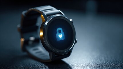 Secure Smart Watch Displaying Encrypted Health Data Sync Screen for Fitness Privacy Technology